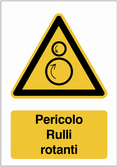 Pericolo Rulli rotanti - CARTELLO SEGNALETICO ISO 7010 in Adesivo Resistente, Pannello in Forex, Pannello In Alluminio o in Plexiglas