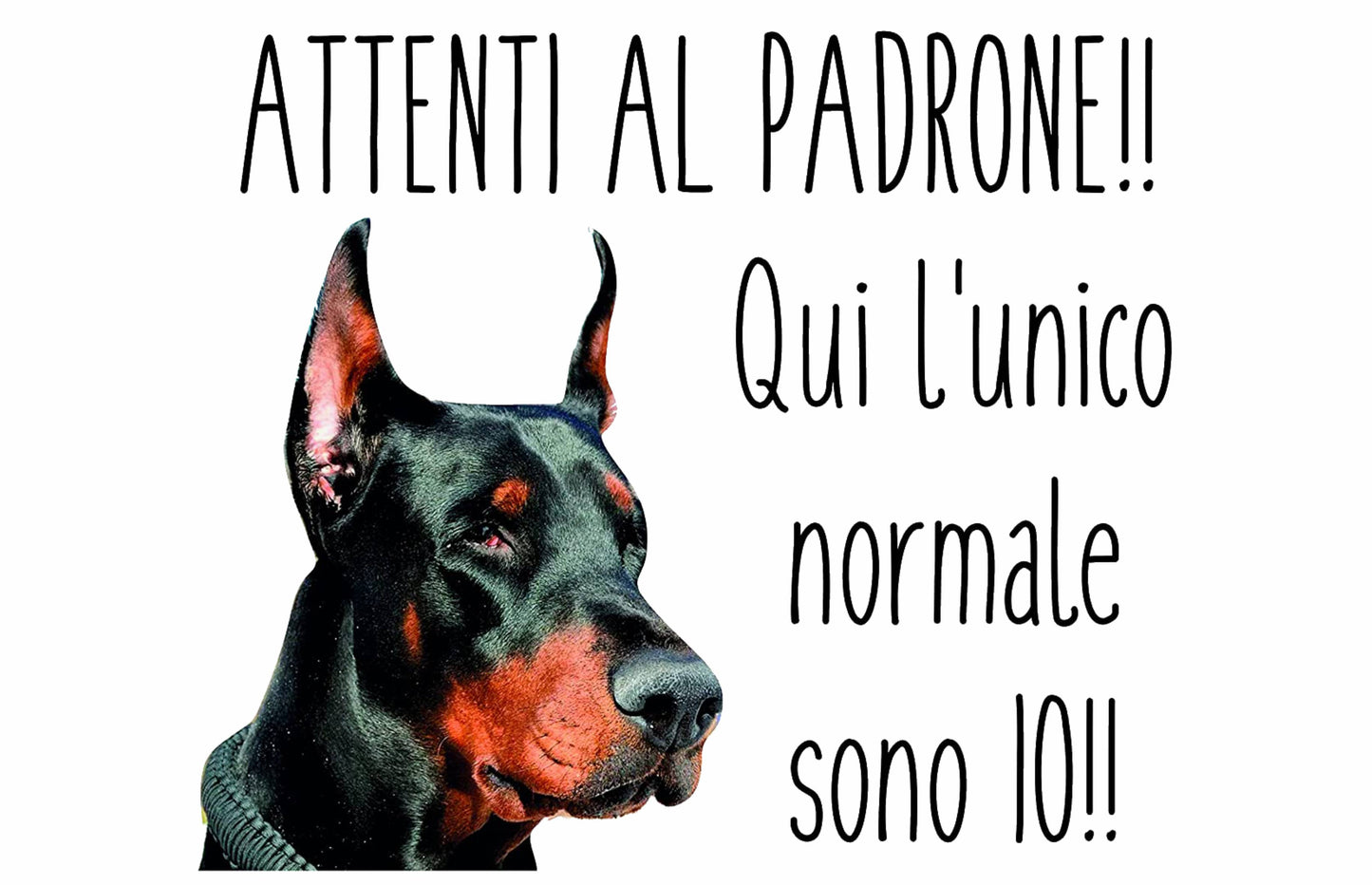 Cartello Attenti al Cane (Dobermann) scritta rossa 30CMx20CM START